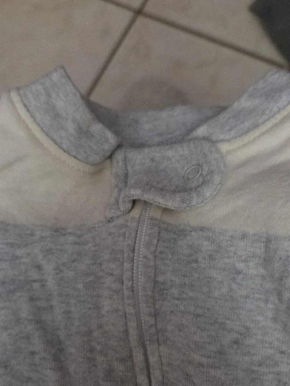 The Honest Company Gray and Cream Striped Baby Footie One-Piece Newborn NWOT